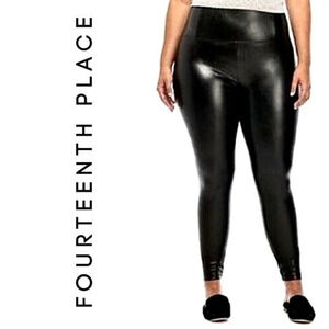 NEW Fourteenth Place, Vegan Leather Leggings, Black, Faux Leather